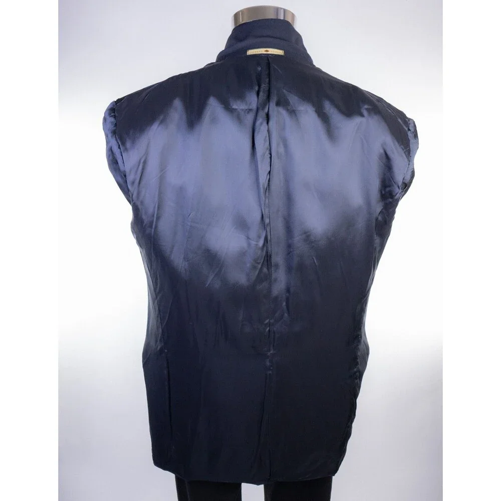 VTG Joseph Abboud Blazer 42L Navy Blue Wool Peak Lapel Double Breasted Made USA